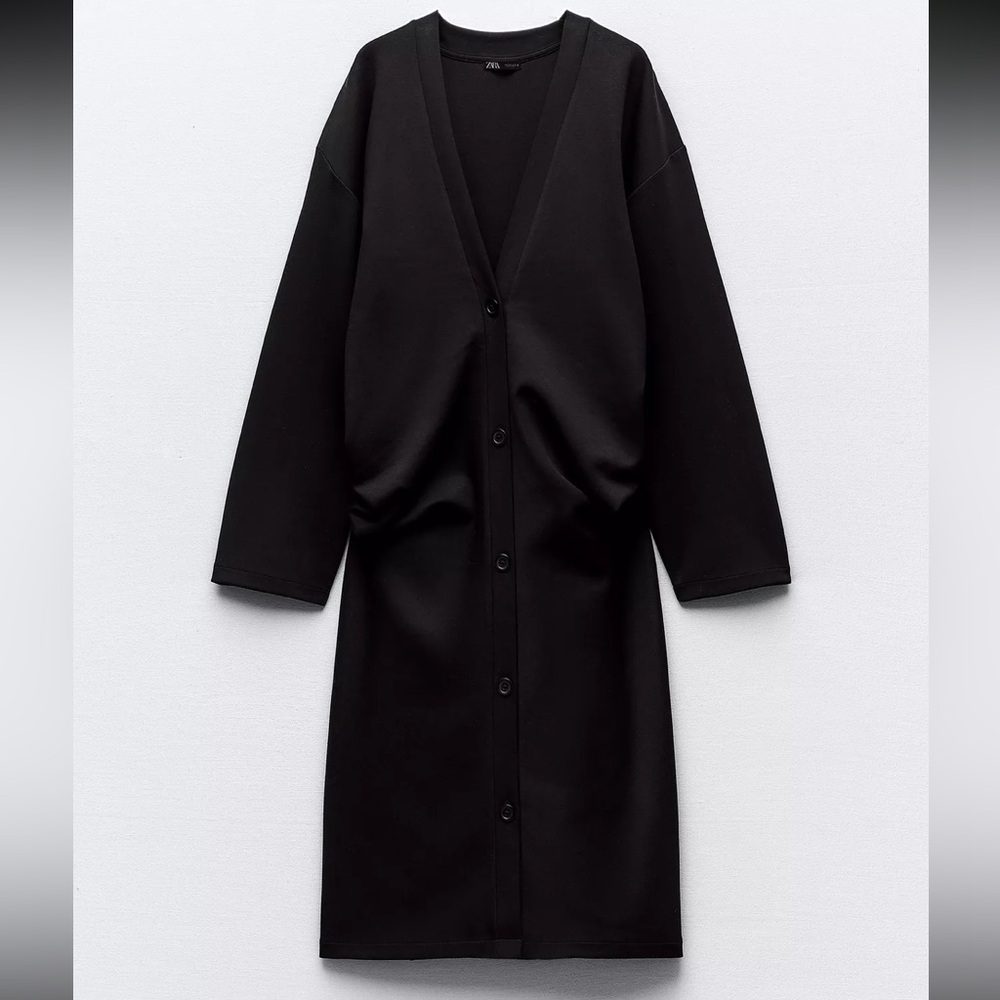 NEW WITH TAGS-  ZARA RUCHED LONG INTERLOCK JACKET
